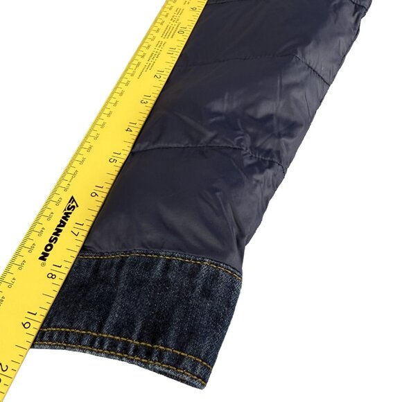 GAP Denim Puffer Jacket Boys M – Quilted Colorblock Denim & Nylon Retro Trucker - Picture 10 of 11